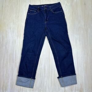 Boden High Rise Straight Rolled Cuff Blue Denim Jeans Classic Turn Up Style 8